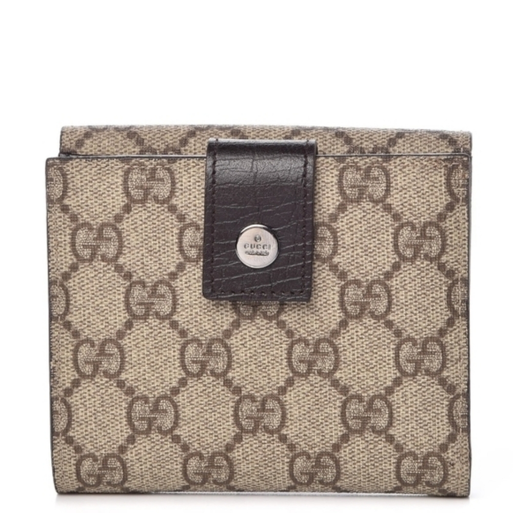 Gucci Brown French Compact Wallet Authentic Vintage
